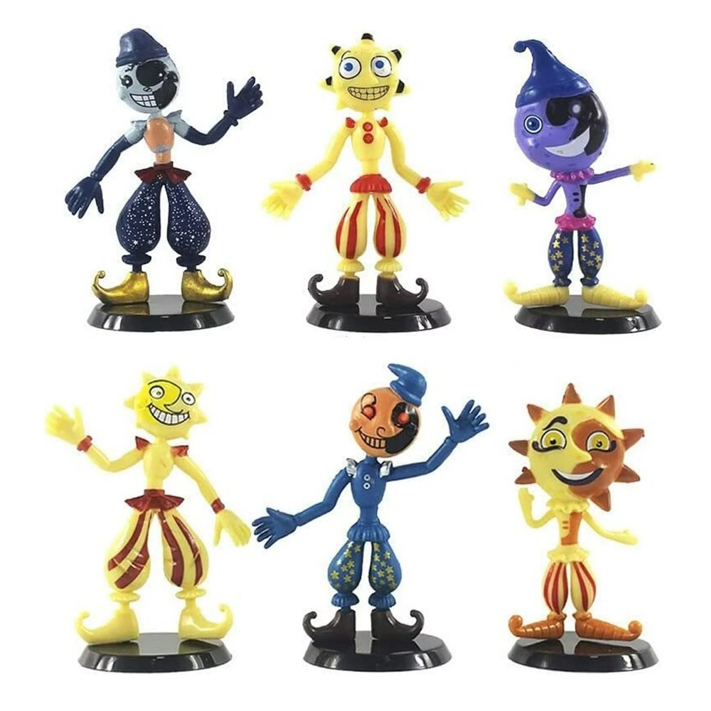Set 6 Sundrop Moondrop Five Nights at Freddy's Figures 3"-4" Toy Cake Toppers